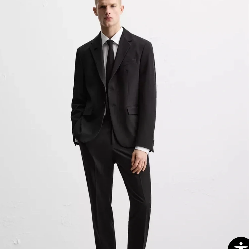 Zara Classic Black Men's Blazer Size 40 Slim fit Formal jacket